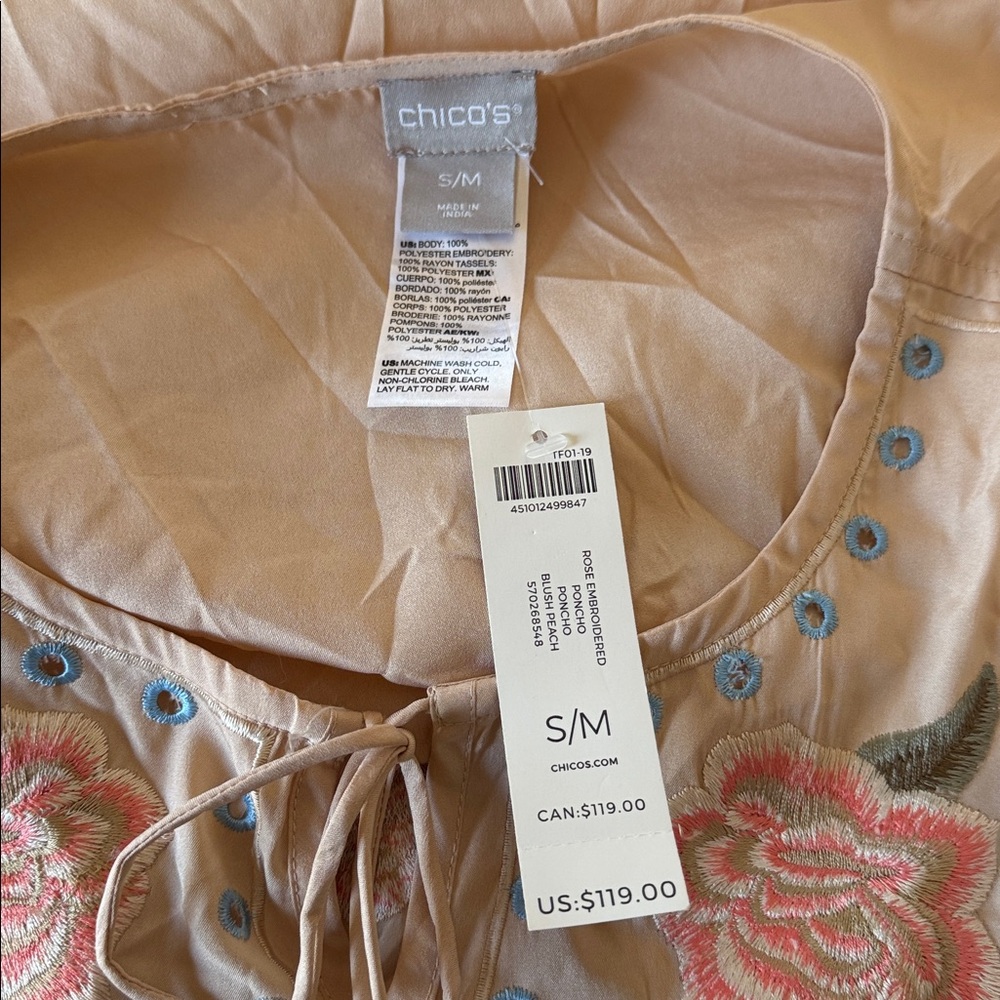 Chico’s Rose Embroidered Poncho - Picture 7 of 7